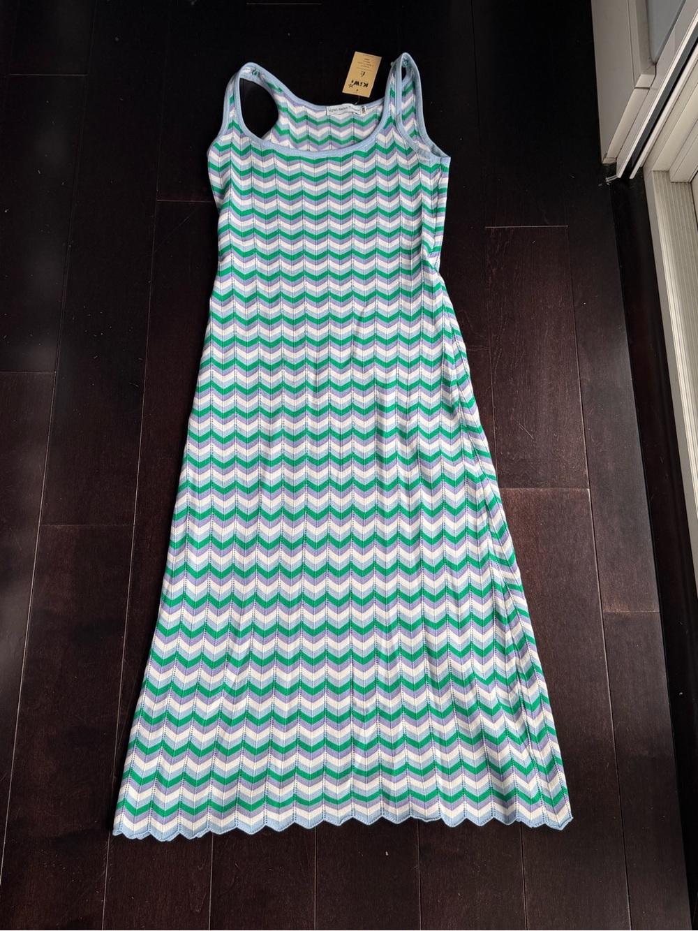 Kiwi Chevron Midi Dress in Green, Blue, White